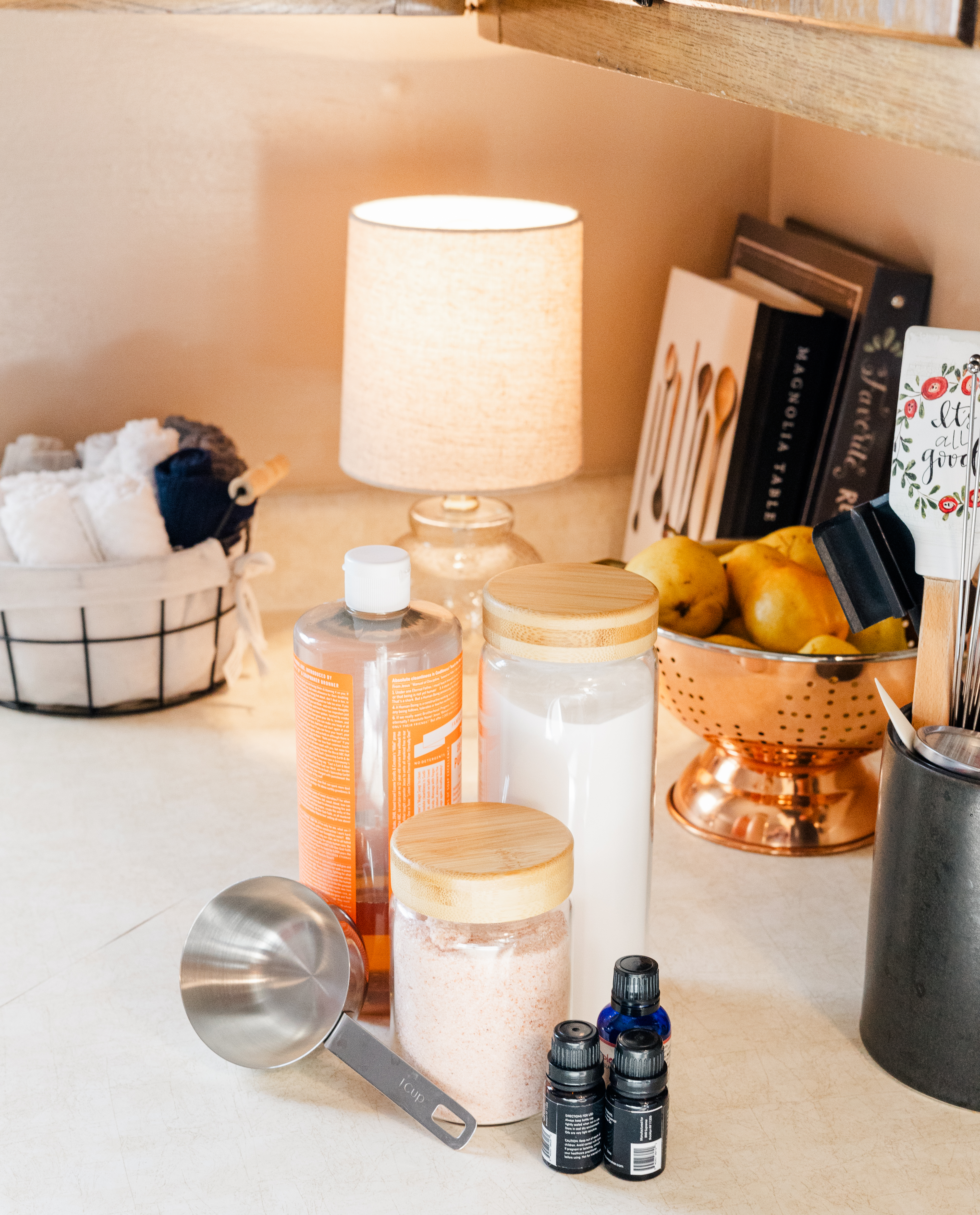 Homemade natural laundry detergent ingredients on counter top Photo credit: Ryan Kirst