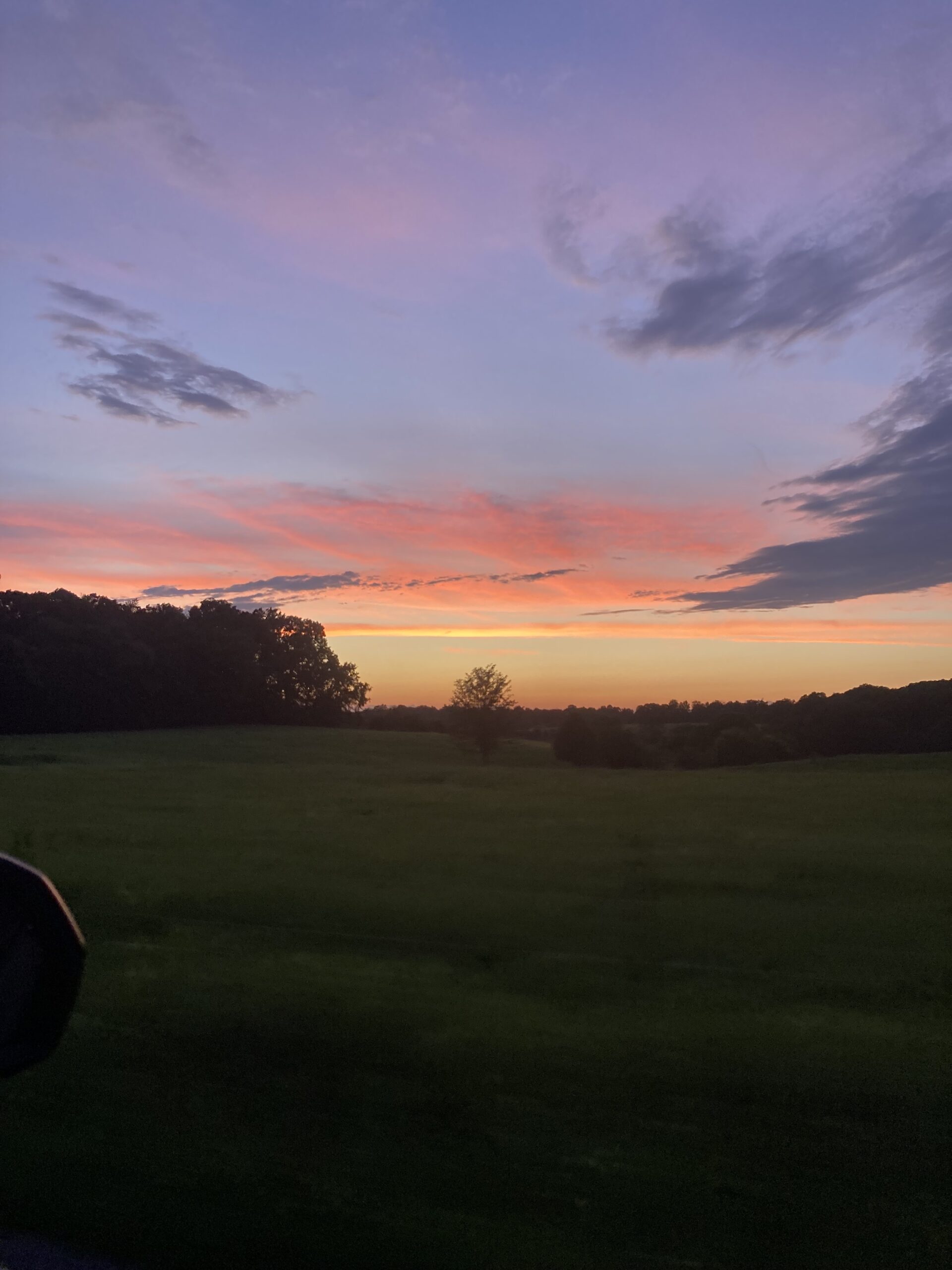 Colorful sunset against vibrant green pasture Photo credit: Kati Kirst