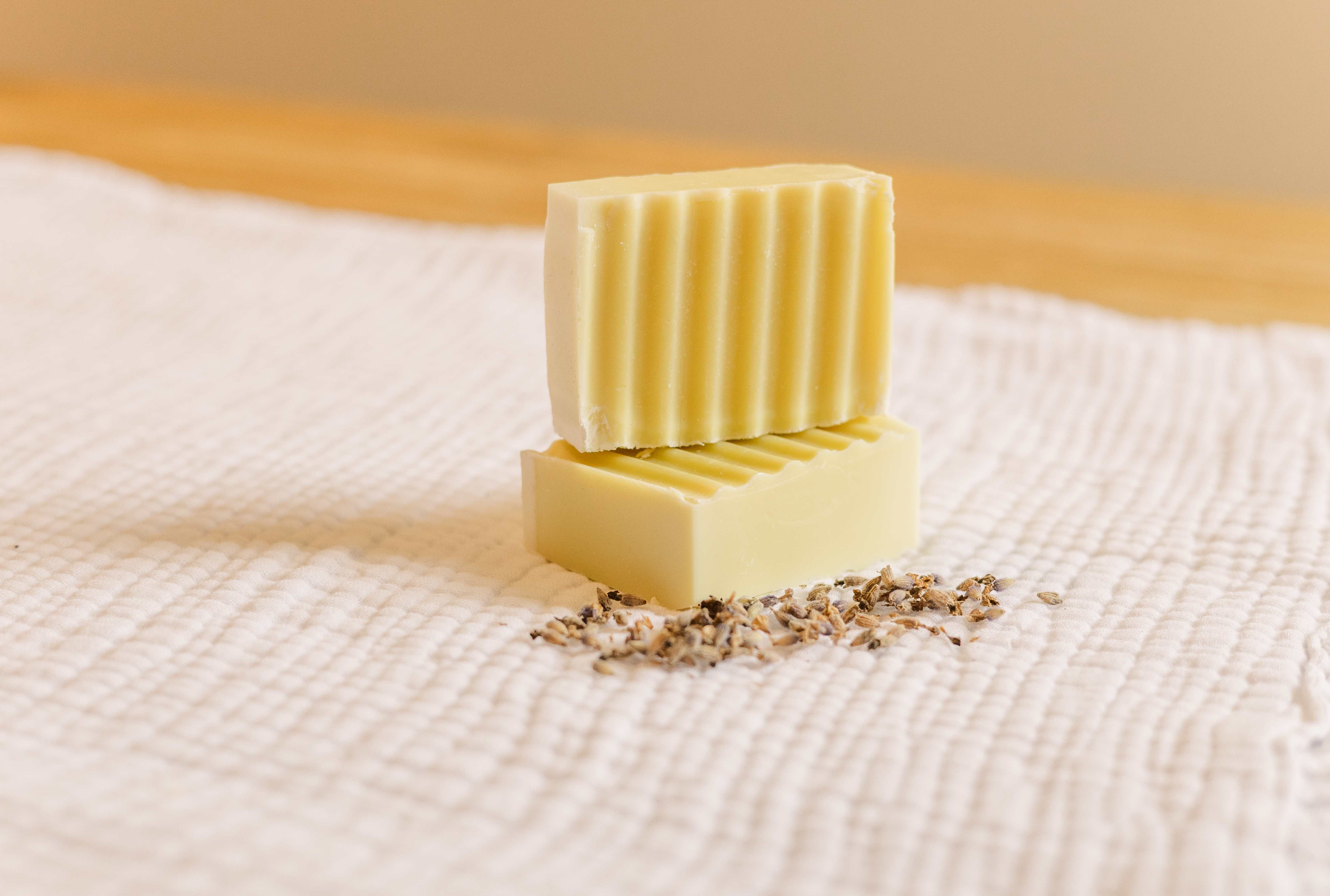 Lavender Soap on white linen